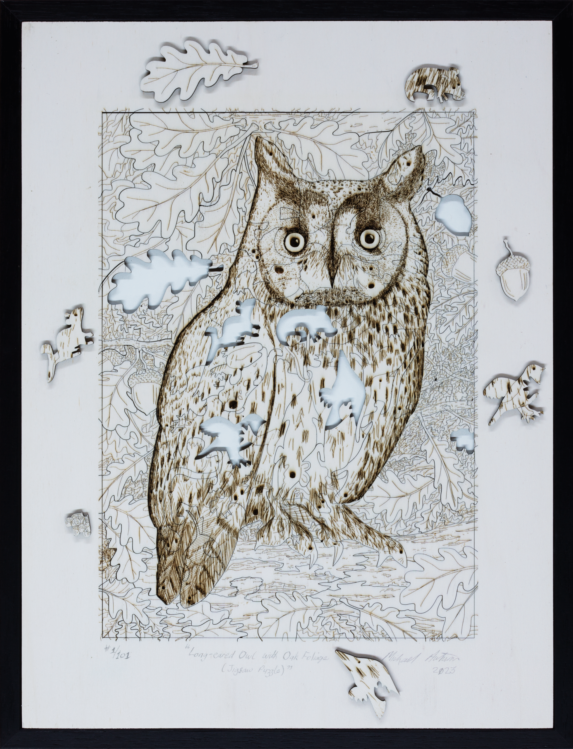 Long-eared Owl with Oak Foliage (Art Puzzle)