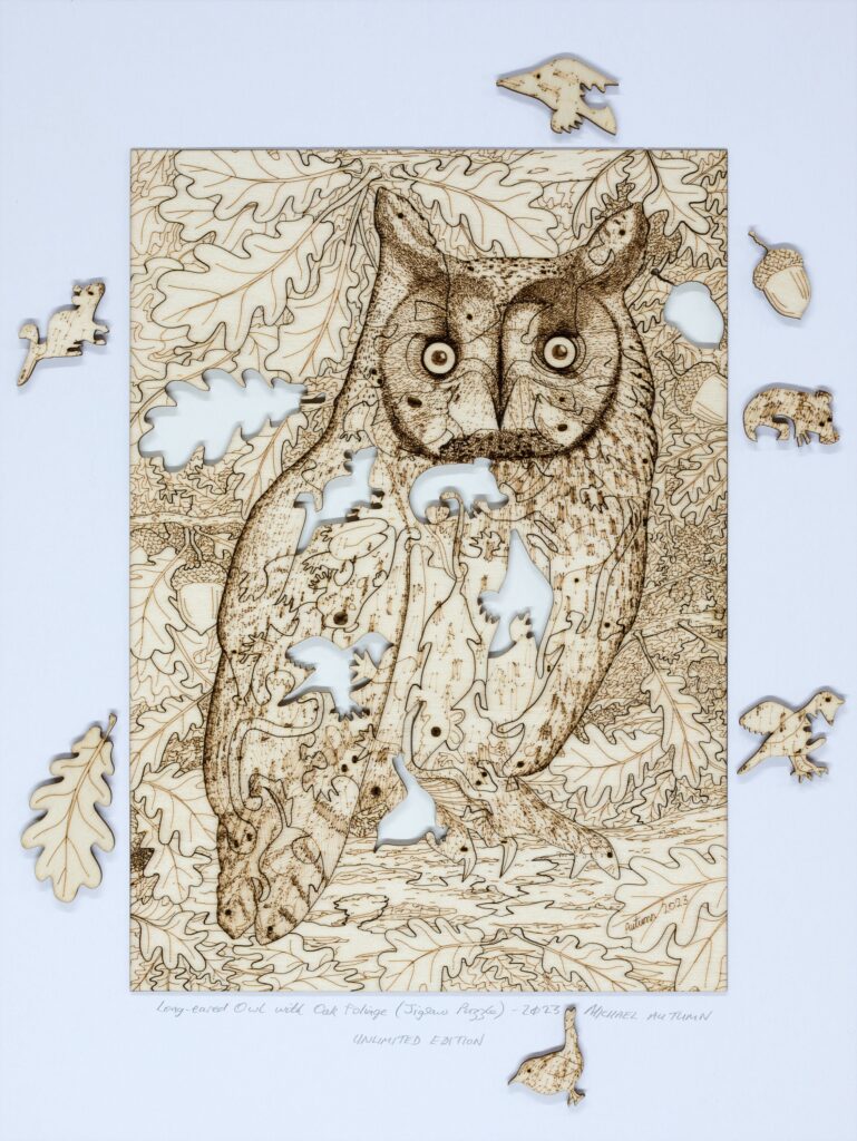 Long-eared Owl with Oak Foliage (Art Puzzle) (156 pieces) - Unlimited Edition