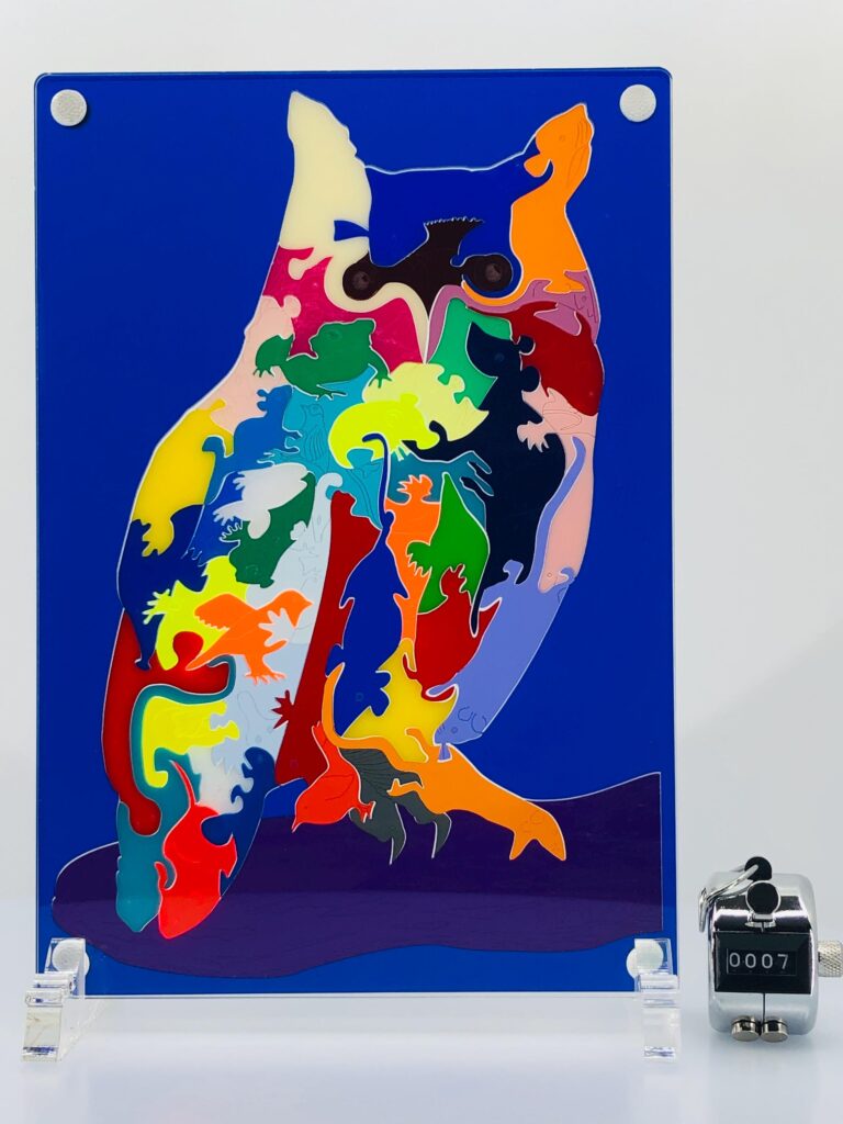 Long-eared Owl (You Are What You Eat) - "stained glass" art puzzle