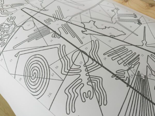 Stained glass design, numbered for colours, printed to scale