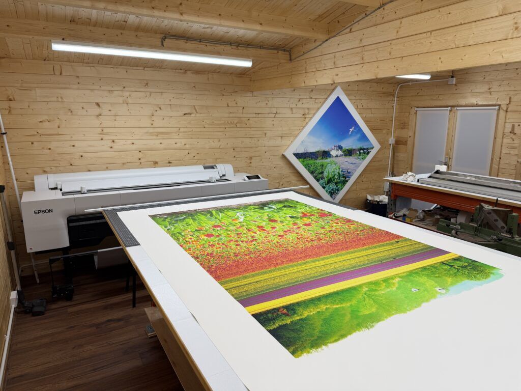 A large (46″ x 70″ print on 60″ x 84″ canvas) giclée print fresh from the printer